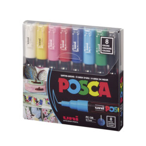 MARCADOR POSCA MITSUBISHI 0.7MM X 8 COLORES BASICOS ESTUCHE