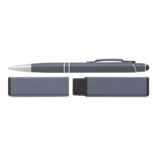 BOLIGRAFO ALUMINIO CON ESTUCHE NEGRO - GRIS TOUCH 1 MM