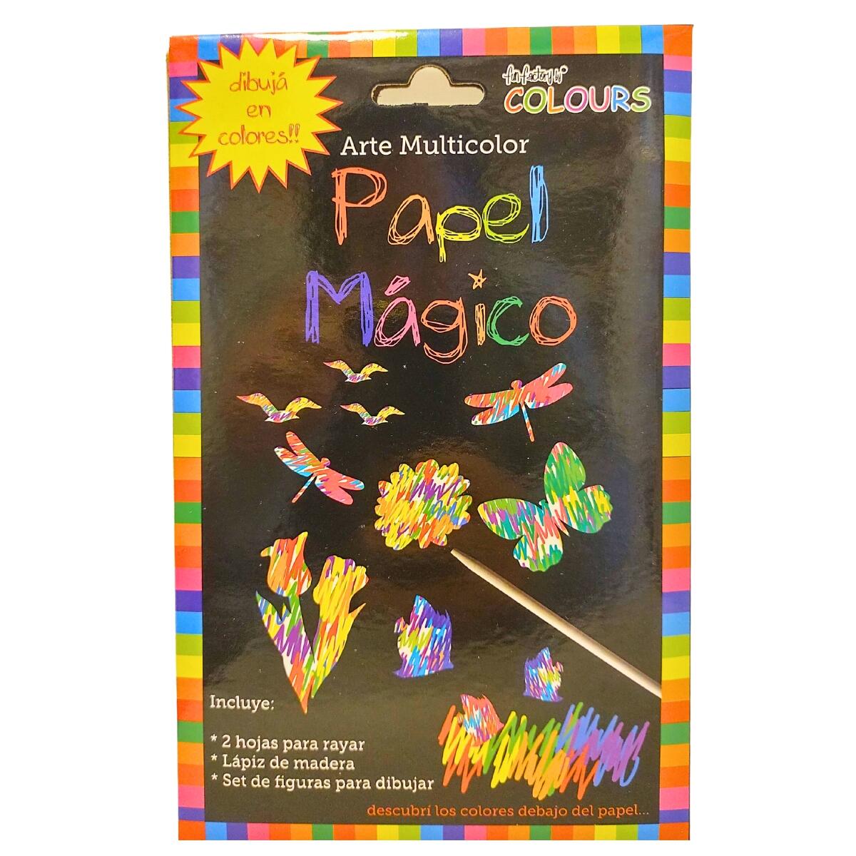 PAPEL MAGICO COLOURS 2 HOJAS CON SET FIGURAS