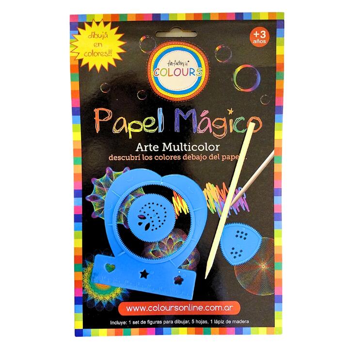 PAPEL MAGICO COLOURS HOJAS GRANDES CON ESPIROGRAFO