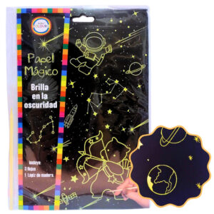 PAPEL MAGICO COLOURS BRILLA EN LA OSCURIDAD 3 HOJAS