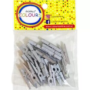 BROCHE COLOURS MADERA PLATEADO 3 CM X 24