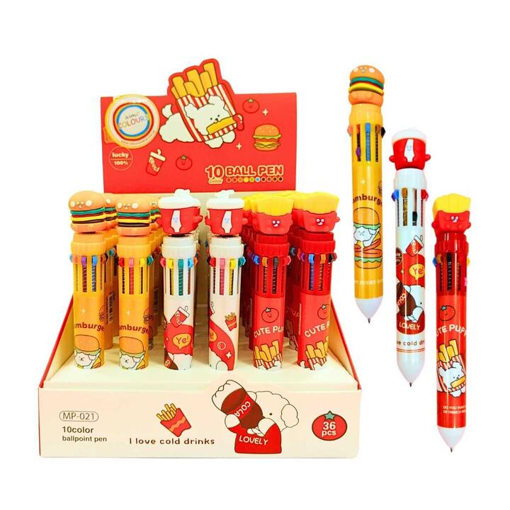 BOLIGRAFO COLOURS 10 COLORES FAST FOOD CUERPO ESTAMPADO
