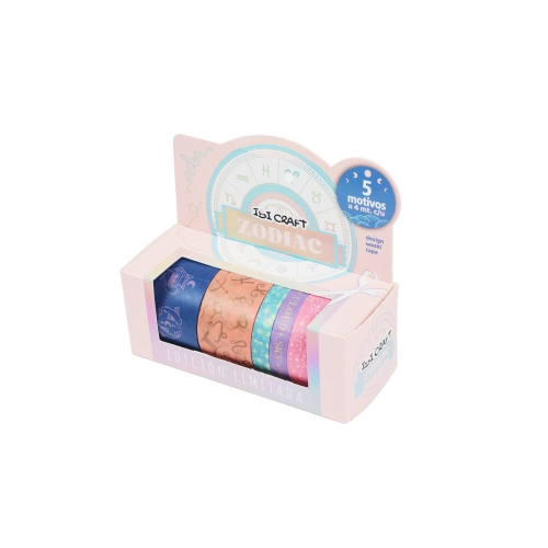 CINTA WASHI TAPE IBICO 5 ROLLOS 4 MTS ZODIAC EDITION