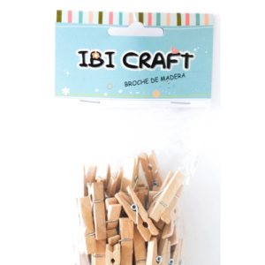 BROCHES IBICO DE MADERA 25 MM X 50 PCS NATURAL