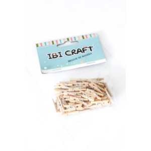 BROCHES IBICO DE MADERA 35 MM X 50 PCS NATURAL