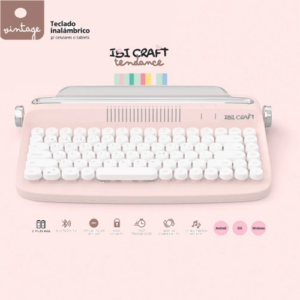 TECLADO IBICO VINTAGE BLUETHOOT PINK