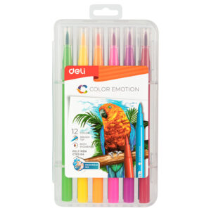 MARCADOR DELI PUNTA PINCEL COL EMOTION X 12 ESTUCHE PLAST