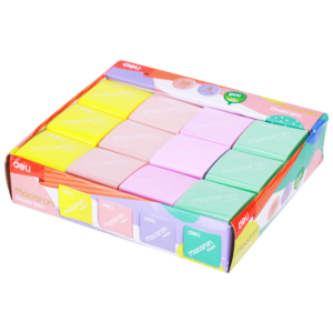 GOMA DE BORRAR DELI MACARON CUADRADA 4 COLORES X 36 35X35X11