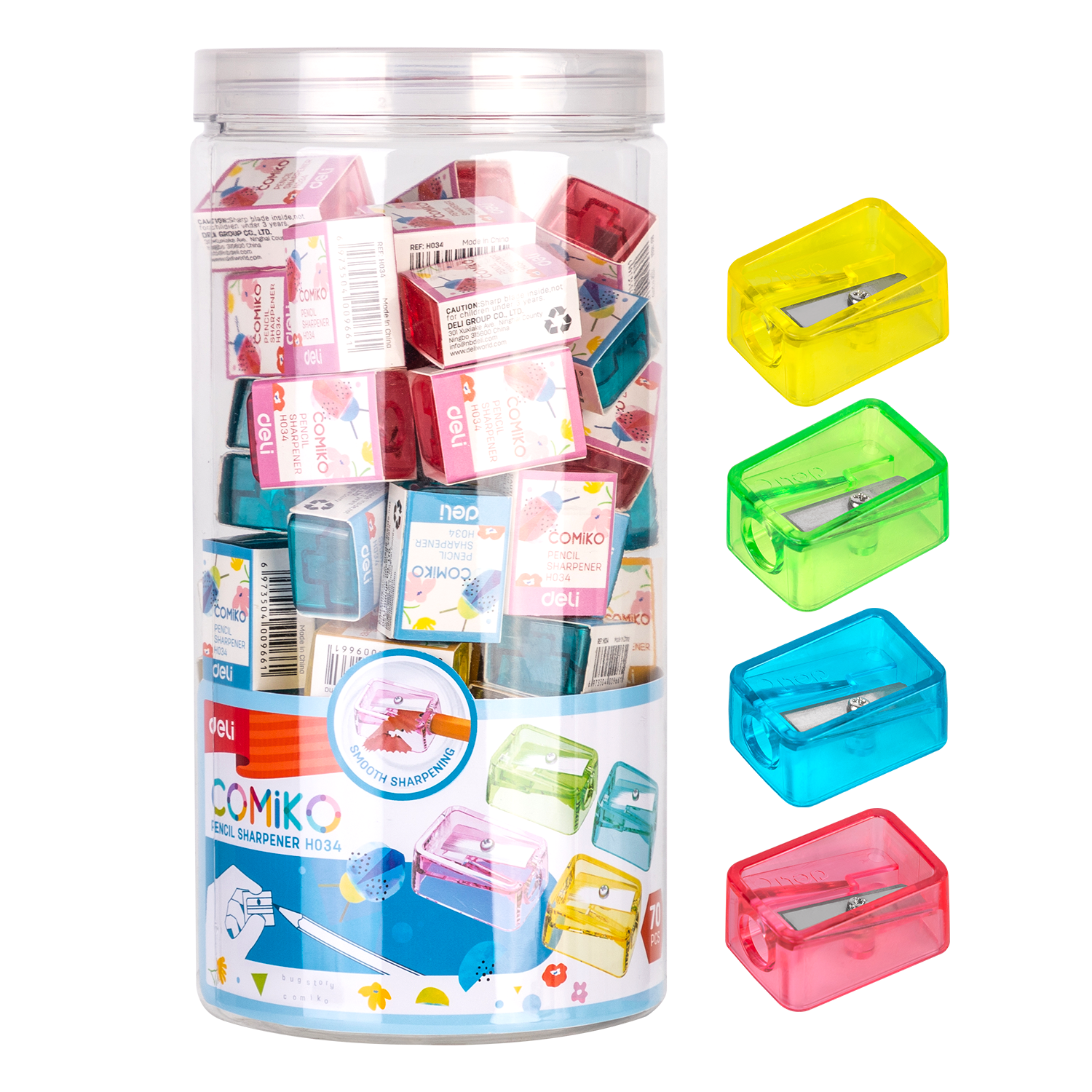 SACAPUNTA DELI COMIKO RECTANG 1 BOCA 4 COL TRASL POTE X 70