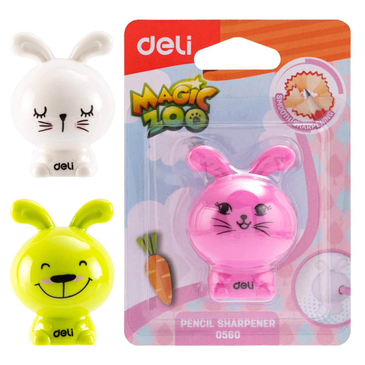 SACAPUNTA DELI PLASTICO CONEJO 3 COLORES BL X 1