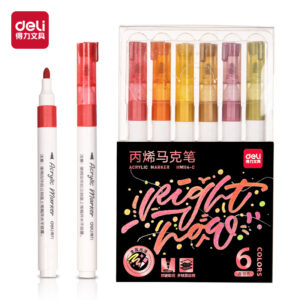 MARCADOR DELI ACRILICO GLITTER PTA REDONDA X 6 COL CALIDOS
