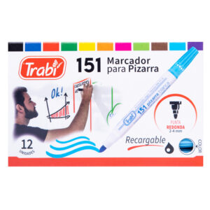 MARCADOR TRABI 151 P/PIZARRA X 12 UN SURT