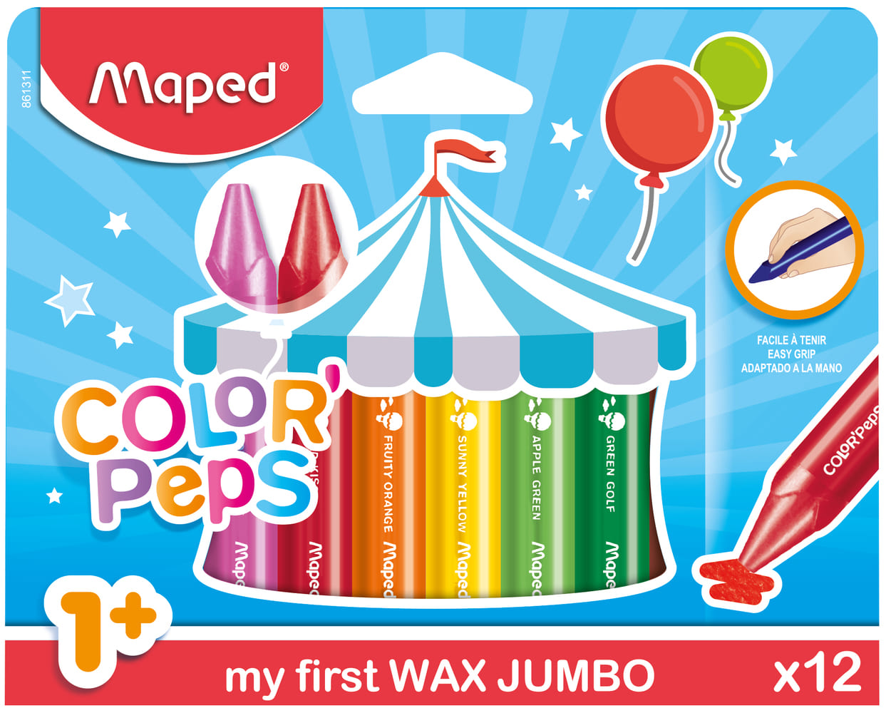 CRAYONES MAPED DE CERA JUMBO X 12 UN ESTUCHE