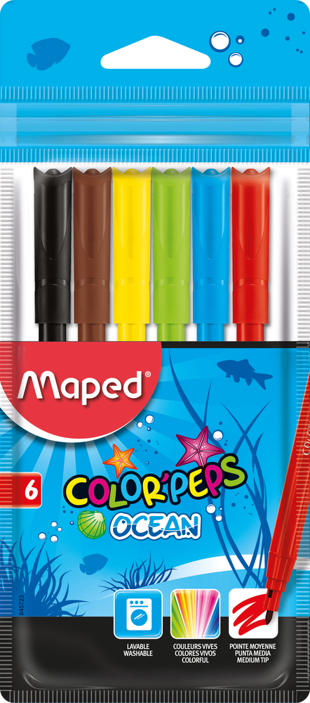 MARCADOR MAPED ESCOLAR OCEAN X 6 UN ESTUCHE