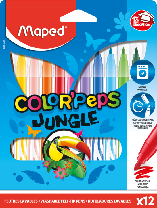 MARCADOR MAPED ESCOLAR JUNGLE X 12 UN ESTUCHE