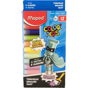 TEMPERA MAPED X 12 UN 8 COLORES CLASICOS + 4 COL PASTEL NUEV