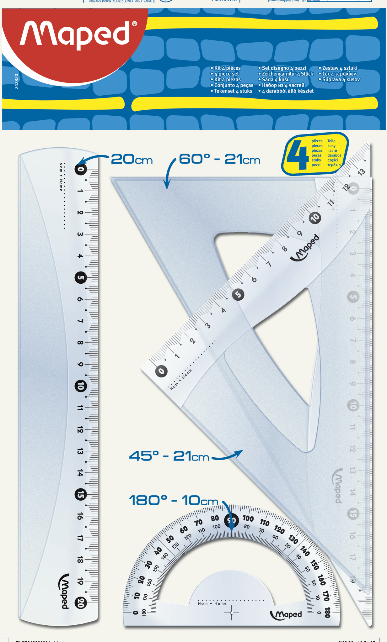 KIT MAPED 4 PIEZAS 20 CM X 1 UN BOLSA