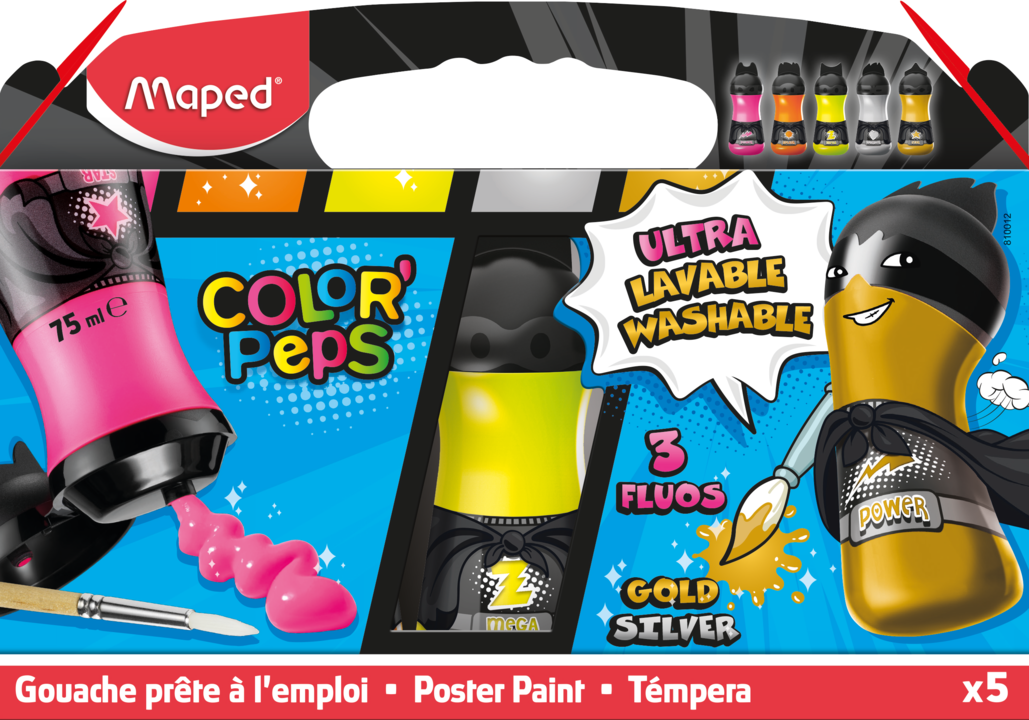 TEMPERA MAPED KIT X 5 FLUO + METAL