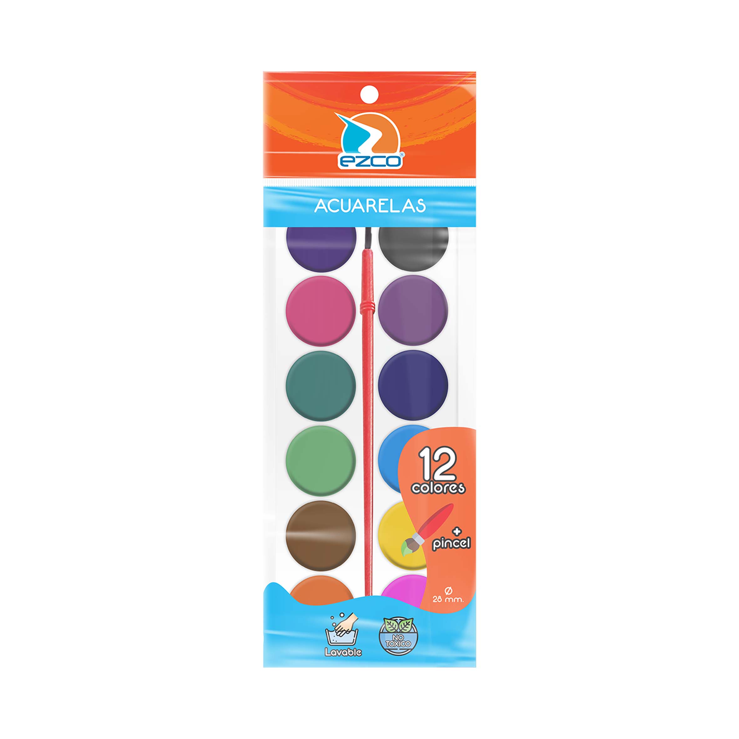 ACUARELA EZCO 12 COLORES BOLSA PVC