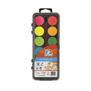 ACUARELA EZCO 12 COLORES ESTUCHE PLASTICO BASIC