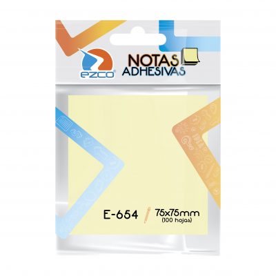 NOTAS ADHESIVAS EZCO 75X75MM X 100 HJS X 12 UN E-654