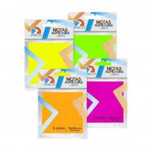NOTAS ADHESIVAS EZCO 75X75MM NEON X 12 UN E-654N