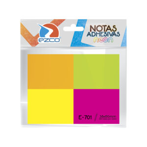NOTAS ADHESIVAS EZCO NEON 38X50MM X 50 HJS X 12 UN E-701