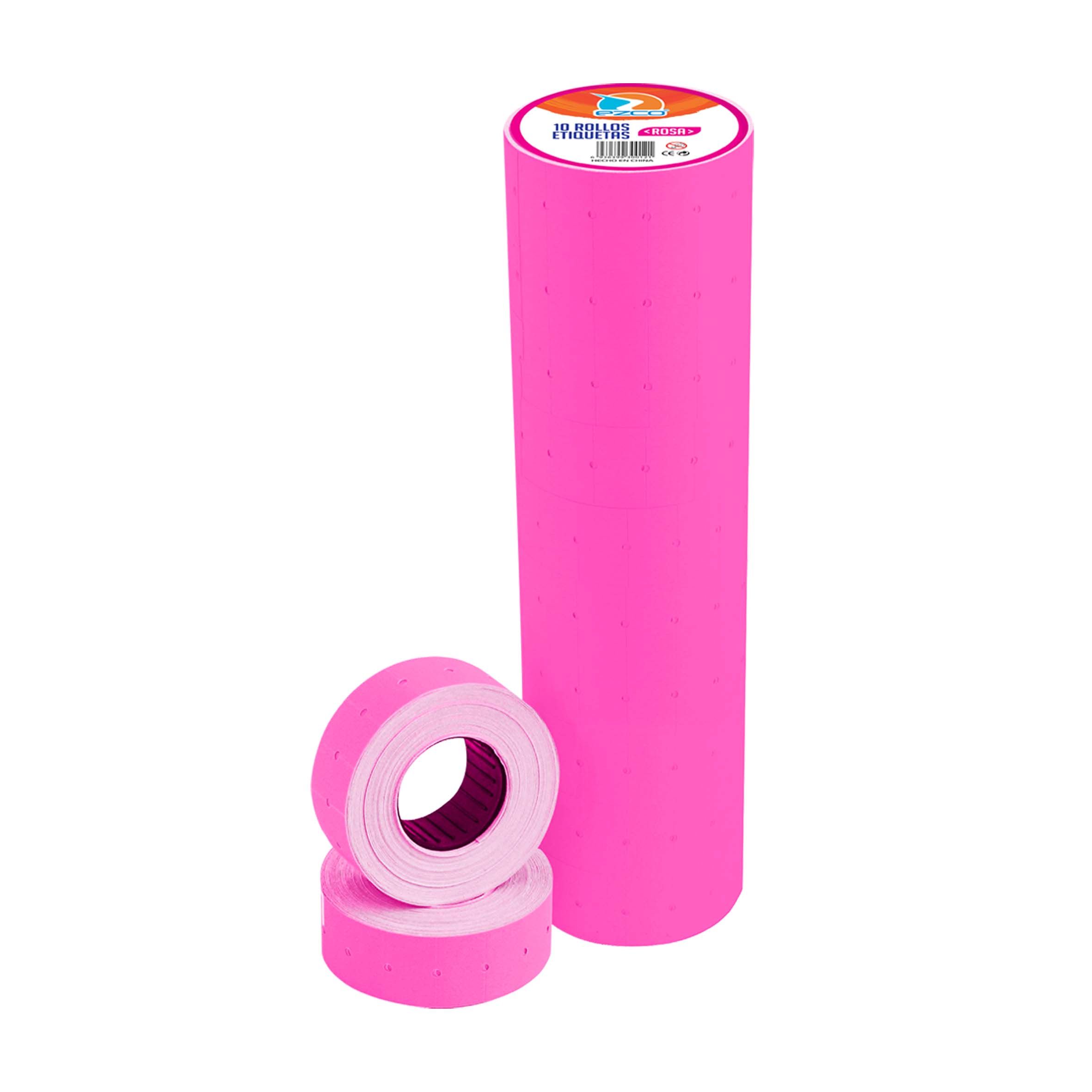 ETIQUETAS EZCO PRECIO FUCSIA X 10 ROLLOS