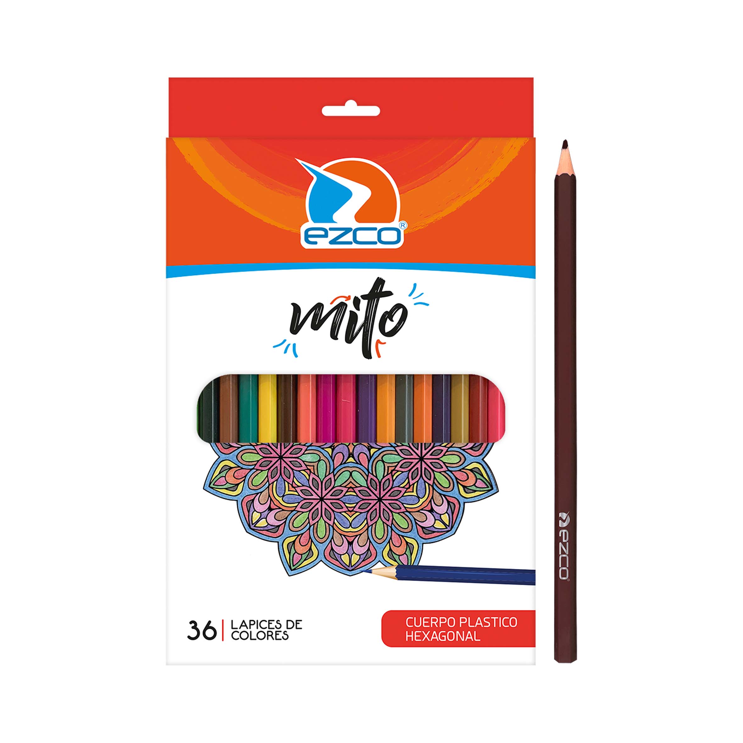 LAPICES COLORES EZCO MITO X 36 LARGO CUERPO PLAST-HEXAGONAL