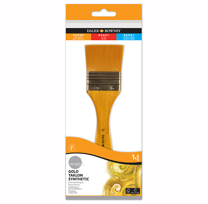 PINCELETA DALER SIMPLY P/ ACRILICO TAKLON ORO 2'' MANGO C