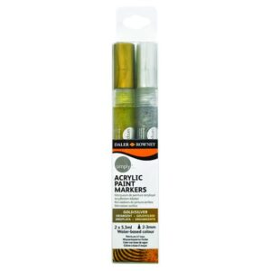 MARCADOR DALER SIMPLY ACRILICO ORO-PLATA SET 2 UN