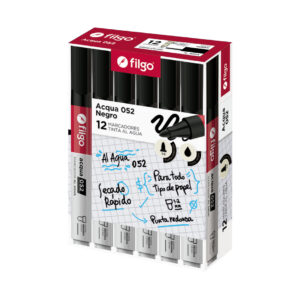 MARCADOR FILGO AL AGUA 052 REDONDA CAJA X 12 UN NEGRO