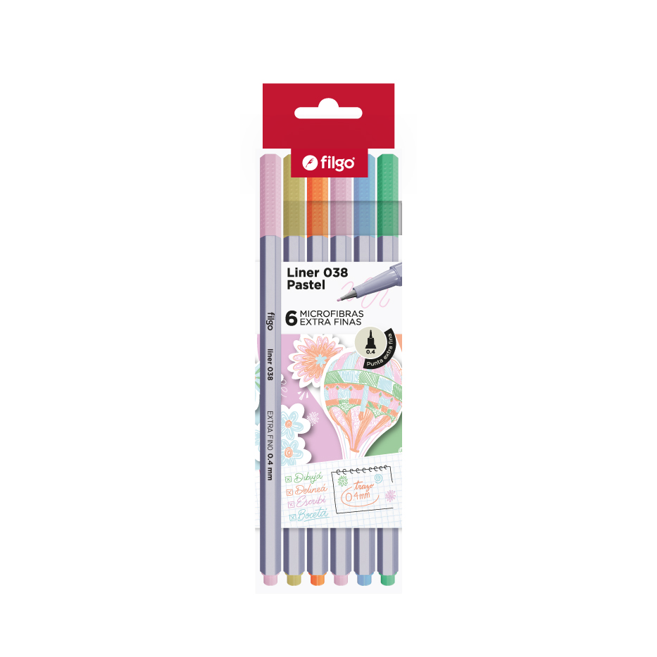 MICROFIBRA FILGO LINER 038 0.4 PASTEL ESTUCHE X 6 UN