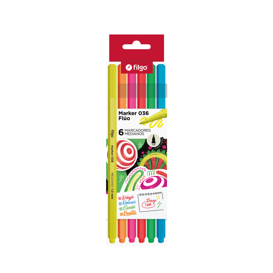 MARCADOR FILGO MARKER 036 FLUO X 6 UN
