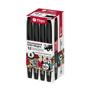 MARCADOR FILGO PERMANENTE FINO 040 NEGRO CAJA X 12 UN