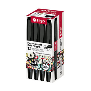 MARCADOR FILGO PERMANENTE EXTRA FINO 041 NEGRO CAJA X 12 UN