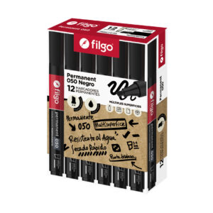 MARCADOR FILGO PERMANENTE BISEL 050 NEGRO CAJA X 12 UN