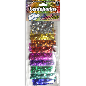 LENTEJUELAS SIFAP COLORES SURTIDOS X 9 BOLSITAS
