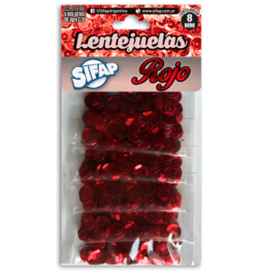 LENTEJUELAS SIFAP ROJAS X 5 BOLSA 3 GRS