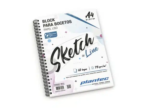 CUADERNO PLANTEC SKETCH LISO 75GR C/ESP A4 T/ BLANCA X 60 HJ