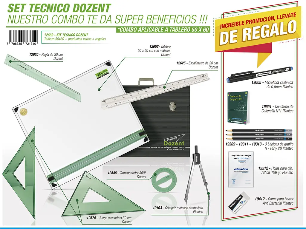 SET TECNICO DOZENT 40X50 6 UTIL + 7 DE REG 12661