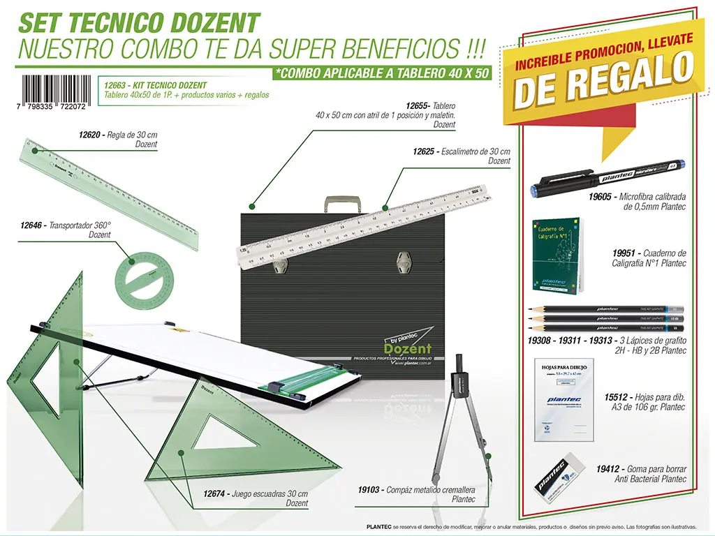 SET TECNICO DOZENT 40X50 1 POS 6 UTIL + 7 DE REG 12663