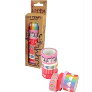 CINTA WASHI TAPE IBICO BOX X 8 ROLLOS DE 5 MTS HAPPY