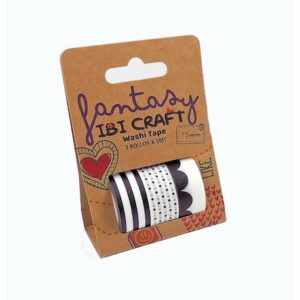 CINTA WASHI TAPE IBICO X 3 ROLLOS DE 5 MTS BLACK DISPLAY