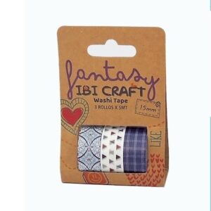 CINTA WASHI TAPE IBICO X 3 ROLLOS DE 5 MTS BLUE DISPLAY