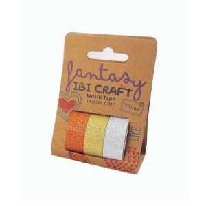CINTA WASHI TAPE IBICO X 3 ROLLOS DE 5 MTS GLITTER DISPLAY