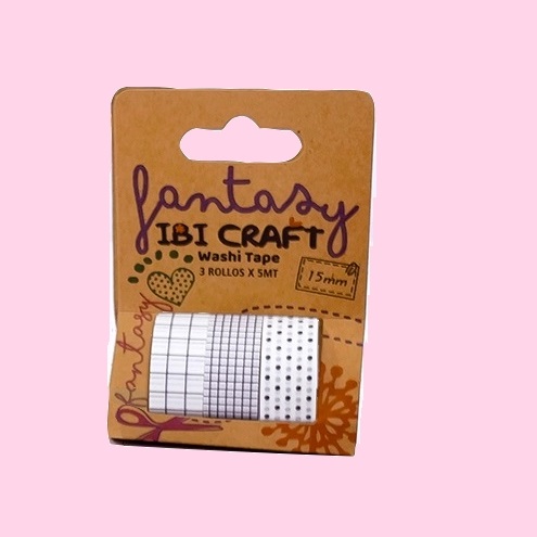 CINTA WASHI TAPE IBICO X 3 ROLLOS DE 5 MTS PATTERN DISPLAY