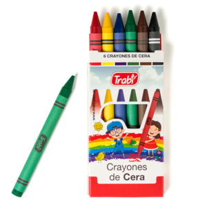 CRAYONES TRABI X 6 UN DE CERA SURTIDO