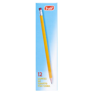 LAPIZ GRAFITO TRABI C/GOMA X 12 UN MADERA